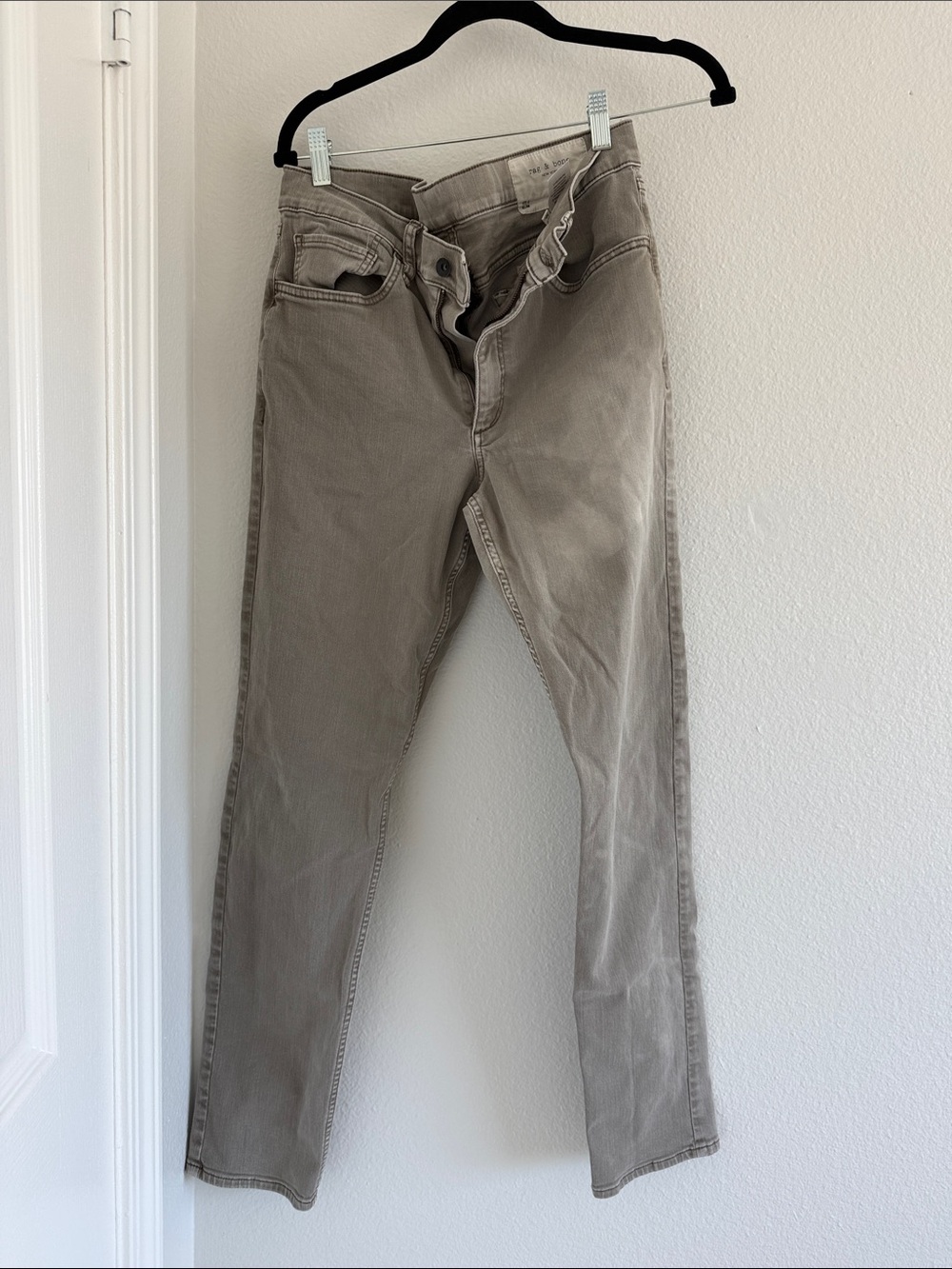 rag & bone Men's Slim Straight Jeans in Taupe Gray